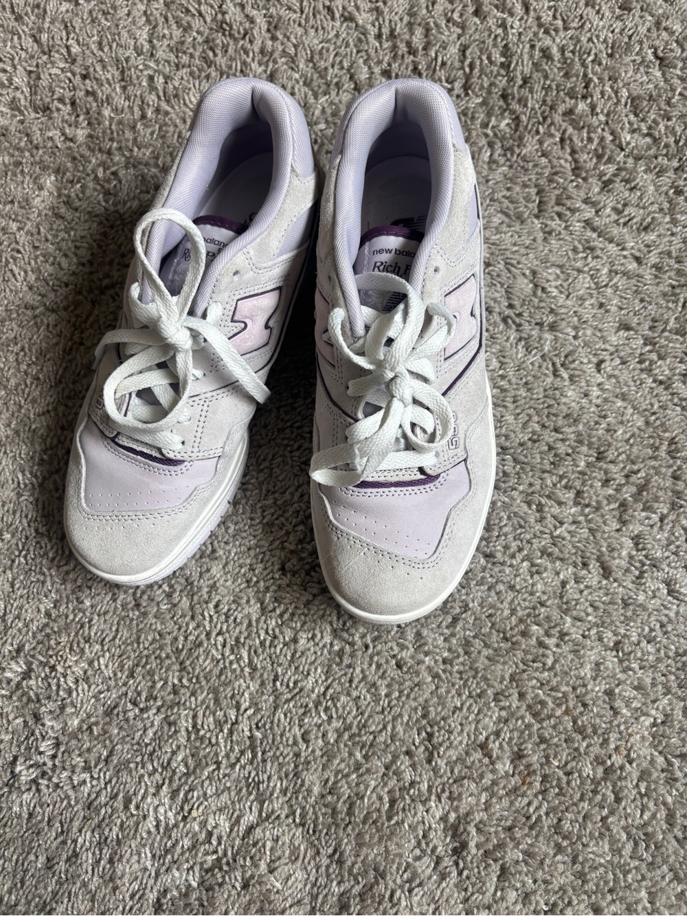 New Balance Lavender And White Retro Sneakers